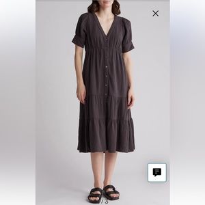 Madewell Lightspun Tiered Button Front Midi Dress - size 2
